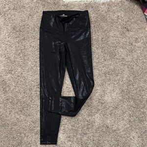 90 Degree By Reflex Black Shiny High-Rise Leggings
